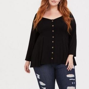 Torrid Fit And Flare Stretch Challis Button-Up Top